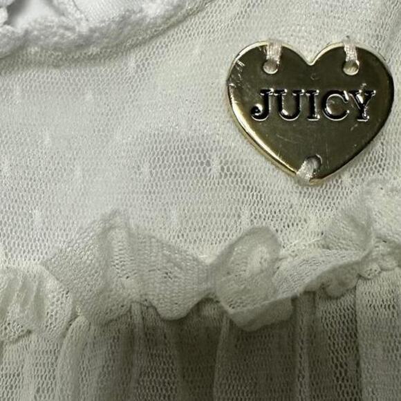 Juicy Couture Kids Ivory White Ruffled Lace Dress Juicy Heart Gold Charm Size 3t - Picture 4 of 5